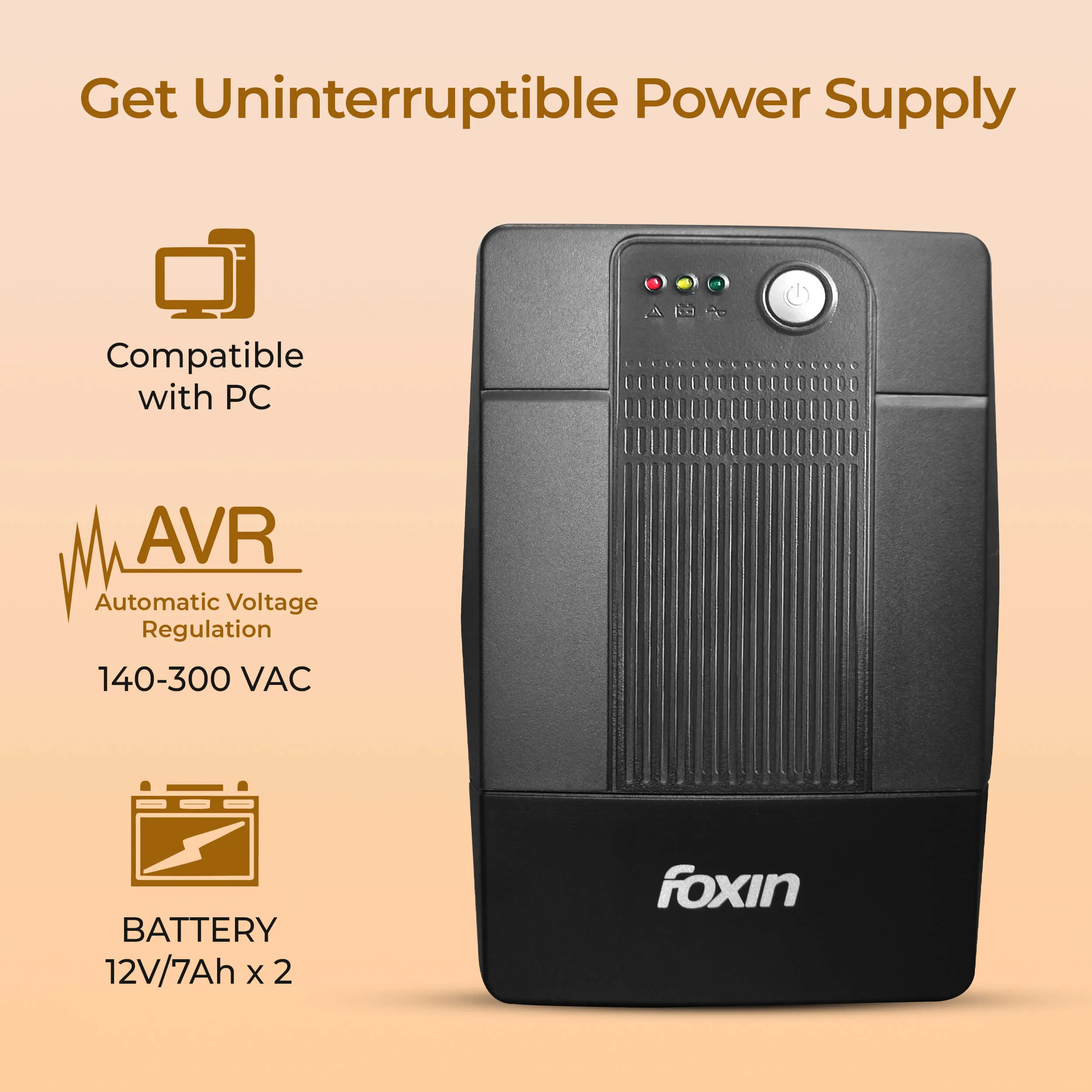 Foxin UPS 1000VA FPS 1001 (2+2 Warranty) view 2
